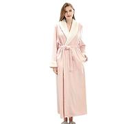 Peignoir à manches longues pour femme - Peignoir d'hiver moelleux - Peignoir d'hiver en flanelle - Manteau de sauna chaud - Sans capuche - Vêtement de détente - Douillet - Pour spa, maison et hôtel