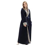 Peignoir à manches longues pour femme - Peignoir d'hiver moelleux - Peignoir d'hiver en flanelle - Manteau de sauna chaud - Sans capuche - Vêtement de détente - Douillet - Pour spa, maison et hôtel