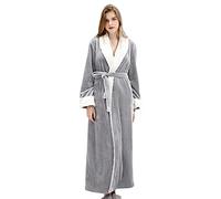 Peignoir à manches longues pour femme - Peignoir d'hiver moelleux - Peignoir d'hiver en flanelle - Manteau de sauna chaud - Sans capuche - Vêtement de détente - Douillet - Pour spa, maison et hôtel