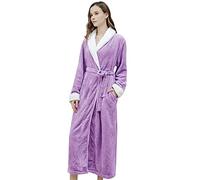 Peignoir à manches longues pour femme - Peignoir d'hiver moelleux - Peignoir d'hiver en flanelle - Manteau de sauna chaud - Sans capuche - Vêtement de détente - Douillet - Pour spa, maison et hôtel
