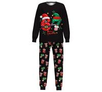 Peignoir à Manches Longues pour garçons,imprimé Festif et Confortable,idéal pour Les fêtes de Fin d'année.Deux pièces Doux Toute la Famille.(Black,5-6 Ans)