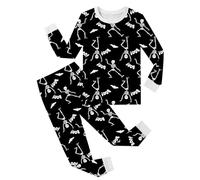 Peignoir Bain Enfant Ensemble de Pyjama Doux 2 pièces pour garçon,Tenue de détente Confortable à col Rond et imprimé,pour Tout-Petits et Enfants(White,8-9ans)