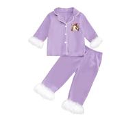 Peignoir Bain Enfant Pyjama d'Halloween pour garçon,chemise boutonnée à manches longues,tenue de nuit pour enfants avec col et pantalon le confort de l'automne et l'hiver(Dark Purple,12-13 ans)