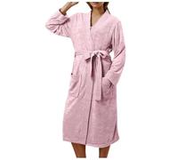 Peignoir Bain Femme en Coton - Peignoir Long en Tissu Nid D’abeille Léger Robes Chambre et Kimonos Décontracté Élégant Peignoir Léger Pour Femme Eponge Vêtements Détente Pour Spa Piscine Plage