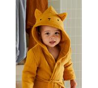 Peignoir bébé animal en gaze de coton bio* personnalisable ocre 18M(81CM)