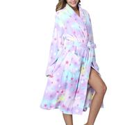 Peignoir Chaud Femme - Chemise de Nuit Chaude en Flanelle pour S Peignoir Épais À La Mode (Purple S)