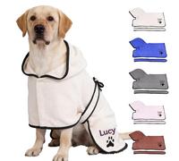Peignoir Chien Personnalisée avec Votre Texte, Serviette Chien Customisée pour Vos Animaux De Compagnie, Un Cadeau Personnalisé pour Ton Petit Compagnon À Quatre Pattes (Blanc cassé)
