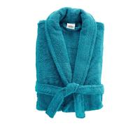 Peignoir Col Châle en Coton ""Tendresse"" Bleu Paon