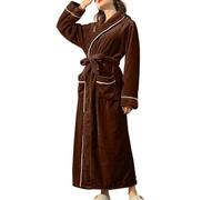 Peignoir confortable pour femme - Doux - Long - Confortable - Vêtement de détente ample - Peignoir long et chaud, café, XL
