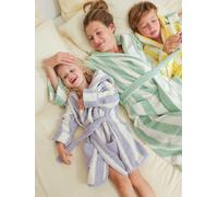Peignoir de bain adulte mixte rayures TRANSAT capsule famille personnalisable, avec coton recyclé rayé vert S/M