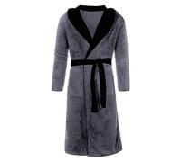 Peignoir de bain allongé robe maison vêtements hommes peluche hiver long homme blouse femme, gris, XXL