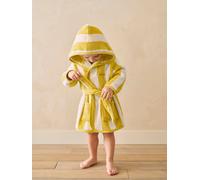 Peignoir de bain Bébé rayures TRANSAT capsule famille personnalisable, avec coton recyclé rayé jaune 24M(86CM)