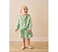 VERTBAUDET Peignoir de bain Bébé rayures TRANSAT capsule famille, avec coton recyclé rayé vert 18M(81CM)