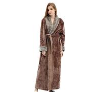Peignoir de bain en éponge pour femme - Robe de chambre en polaire fine confortable - Robe de nuit d'hiver à manches longues avec poches - Peignoir léger, rose, M