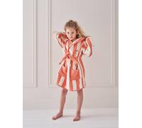 Peignoir de bain Enfant rayures TRANSAT capsule famille personnalisable, avec coton recyclé rayé corail 14A