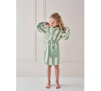 Peignoir de bain Enfant rayures TRANSAT capsule famille personnalisable, avec coton recyclé rayé vert 10A