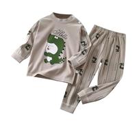 Peignoir de Bain Enfant sous-vêtements d'automne pour Enfants,Ensemble imprimé d'animaux de Dessin animé,en Coton,Pyjama Chaud à Manches Longues pour garçons et Filles(Grey,12-18 Months)