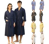 Peignoir De Bain Eponge Unisexe, Robe De Chambre Femme Hiver Grande Taille, Pyjama Gaufré Bathrobe Rapide Séchage Albornoz Décontracté Doux Peignoir D'Intérieur Vêtements Couleur Unie Loungewear