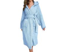 Peignoir De Bain Femme Eponge Capuche Chemise De Nuit Grande Taille, Chemise De Nuit Hiver 4 Poches Ceinture Doux Absorbant Et Confortable pour Sauna Voyage VêTements D'IntéRieur