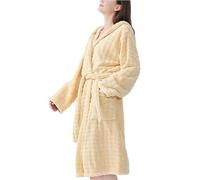 Peignoir De Bain Femme Eponge Capuche Peignoir Kimono Mi Long - Robe De Chambre Grande Taille Chauds en Polaire Corail éPais Et DéContractéS Absorbant avec Poches