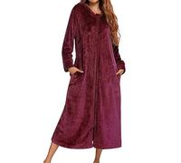 Peignoir De Bain Femme Eponge Robe De Chambre Chaude, Robe De Chambre Grande Taille Confortable Fermeture éClair Manteau éPais VêTement De DéTente pour l'hiver Et Les JournéEs Froides
