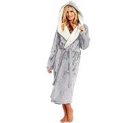 Peignoir De Bain Femme Grande Taille Eponge, Femme Polaire A Capuche Hiver Chaud Peignoir, Bathrobe Épais Flanelle Albornoz Couleur Unie Décontracté Loungewear Grande Taille Robe D'Intérieur S-5Xl