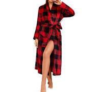 Peignoir de Bain Femme - Peignoir Long À Manches Longues Doux Et Ceinturé Vêtement D'Intérieur Confortable Douillet Couverture À À La Maison pour Détendre Et Sentir Bien (Red XL)