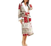 Peignoir De Bain Femme Polaire Impression De NoëL, Robe De Chambre Grande Taille avec Poches, Chemise De Nuit à Manches Longues, Doux Et Confortable VêTements De Nuit Femme Automne Et Hiver