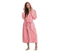 Peignoir De Bain Femme Unisexe Eponge Capuche Automne Hiver Peignoir avec Capuche Chaude Peignoir Moelleux Éponge Douce Coton Eponge Vêtements De Détente Robe De Chambre Une Pièce