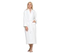 Peignoir de bain gaufré de luxe pour homme et femme, 100 % coton, léger, de qualité hôtelière, unisexe, blanc, taille unique