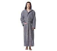 Peignoir de Bain homme, à capuche, extra-Long, en éponge, doux et léger,100% Coton, gris, taille homme: XXL Long, taille unisexe: XXL-3XL Long