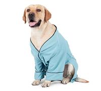 Peignoir de bain pour chien, pyjama pour animal domestique, vêtement de nuit pour chiens de petite, moyenne et grande taille, avec large encolure en V, manches avant, boutons pression, sangle de