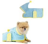 Peignoir de bain pour chiens et chats, super absorbant, en microfibre, séchage rapide, manteau à capuche avec motif étoiles, pour la prise de photos, chaud, apaisant, taille XS (bleu)