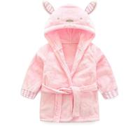 Peignoir de Bain pour Enfant Bébé Garçon,Sortie de Bain À Capuchon,Hiver Mignon Animal Doux Chaud Polaire Robe de Chambre-(120cm)