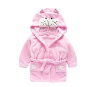 Peignoir de bain unisexe pour bébé garçon et fille de 0 à 24 mois en flanelle douce polaire à capuche en peluche avec visage d'animal pour bébés nouveau-nés chat rose 18 à 24 mois