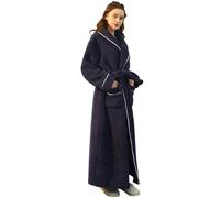 Peignoir de luxe en peluche pour femme - Peignoir d'hiver épais confortable à col châle - Peignoir long et moelleux - Peignoir doux et chaud - Parfait pour la salle de sport, la douche, le spa