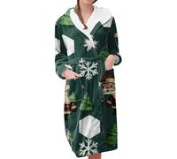 Peignoir de Noël pour femme en flanelle moelleuse à capuche mi-longue sur le thème de Noël, Mr2, XL
