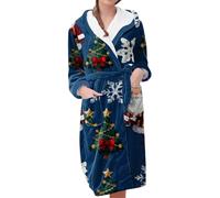 Peignoir de Noël pour femme en flanelle moelleuse à capuche mi-longue sur le thème de Noël, Mr3, XXL