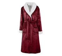 Peignoir en flanelle pour femmes | Longs peignoirs pour femmes au Royaume-Uni avec poches et ceinture, peignoir d'hiver à revers en polaire, robe chaude, robe de nuit en maille, cardigan uni