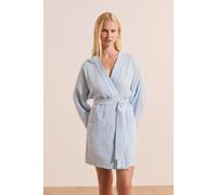 Peignoir en gaze de coton - Soleia - L - Bleu - Femme - Etam
