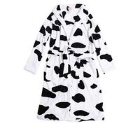 Peignoir en Molleton de pour Femmes en Peluche Motif de Vache Doux Kimono Robe Confortable Vêtements de Nuit Chauds pour Les Femmes Adolescents Fille (L)