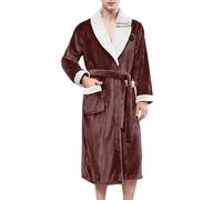 Peignoir en Peluche Mi-Long Homme D'intérieur Long en Polaire Microfibre avec Capuche Poches Ceinture pour Spa Sauna Vêtements De Nuit Peignoir Personnalisé Homme