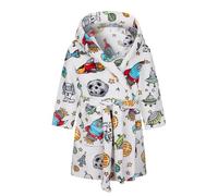 Peignoir en polaire avec capuche pour fille - Imprimé à pois - Robe de chambre douce et pelucheuse, blanc, 9-10 ans