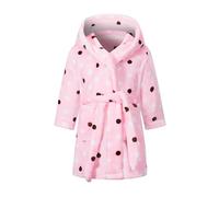 Peignoir en polaire avec capuche pour fille - Imprimé à pois - Robe de chambre douce et pelucheuse, rose, 11-12 ans