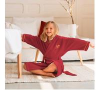 HARRY POTTER RED Peignoir de bain Brodé à Capuche 6 à 8 ans | Bouclette 100% COTON | OEKO-TEX | Robe de chambre Enfant Fille Garçon | Bordeaux, Or