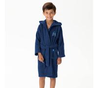 Peignoir Enfant Brodé 100% Coton, Om Ruban Bleu Marine 10/12A