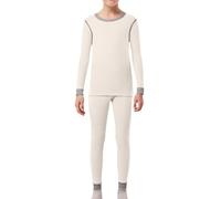 Peignoir Enfant Fille sous-vêtements Thermiques pour garçons,Pyjama d'hiver Chaud pour Enfants,Couche de Base,Tenue Deux pièces doublée Douce activités intérieures et extérieures(Beige,13-14 Ans)