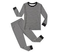 Peignoir Enfant Pyjama 2 pièces pour garçon,vêtements de Nuit Doux et Confortables,vêtements de Nuit décontractés à col Rond et imprimés pour Tout-Petits Enfants(Black,5-6ans)