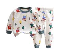 Peignoir Enfants Enfants Hiver Coton Ensemble Col Rond Manches Longues Sous-vêtements pour Garçons Filles Manches Longues Flou Pyjama Maison Porter Polaire Robe Enfants, Vert armée., 10-11 ans