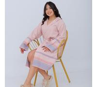 Peignoir femme capuche 100% coton - Rose